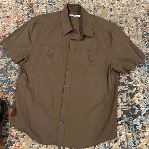 Green cargo button down